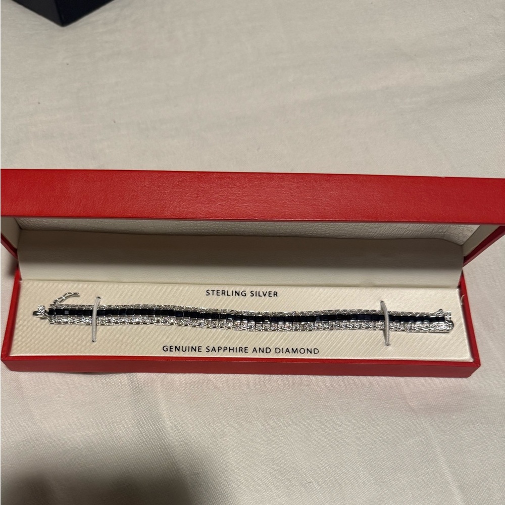 Vintage Macy’s Diamond Sapphire Tennis Bracelet
